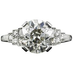 Art Deco 2.58 Carat GIA Cert Old European-Cut Diamond Platinum Ring Art Deco 2.58 Carat GIA Cert Old European-Cut Diamond Platinum Ring
