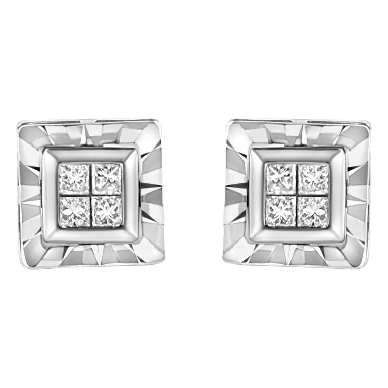 .925 Sterling Silver 1/6 Carat Diamond Quad Composite Stud Earrings For ...