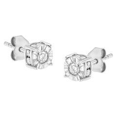 .925 Sterling Silver 1/2 Carat Miracle-Set Round Cut Diamond Stud Earrings