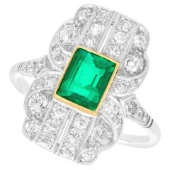 1.13 Carat Emerald and 1.11 Carat Diamond Platinum Ring