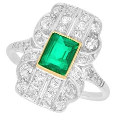 1.13 Carat Emerald and 1.11 Carat Diamond Platinum Cocktail Ring