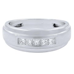 Used Princess Cut Mens Diamond Wedding Band Ring 10k White Gold 0.40 Cttw