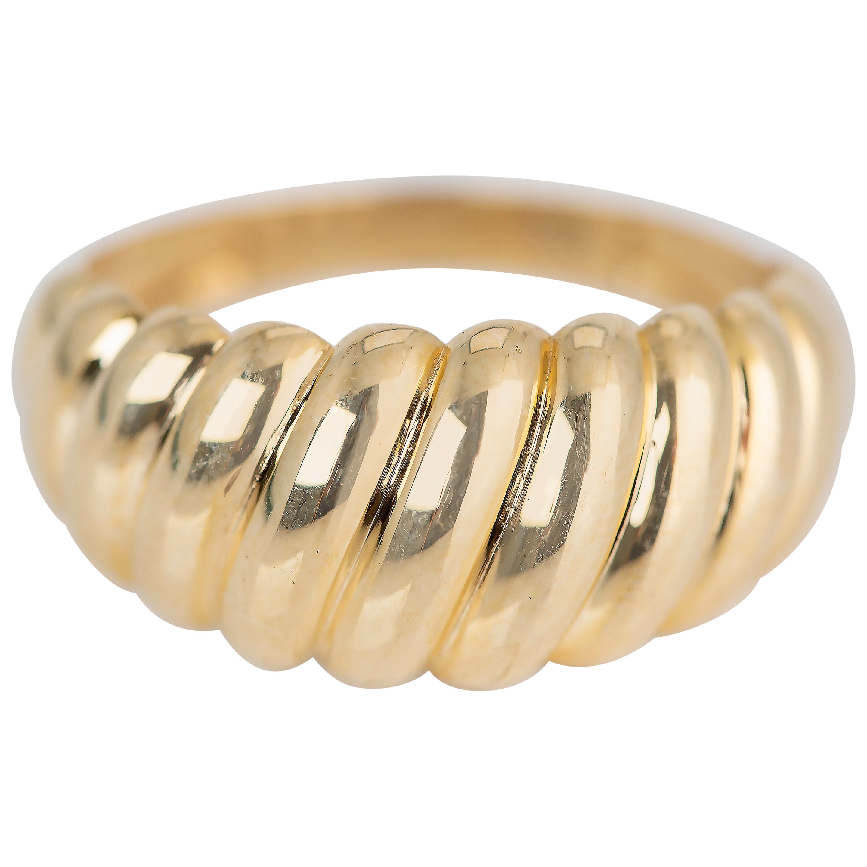 For Sale:  Croissant Ring, Dome Croissant Ring, 14K Gold Croissant Ring