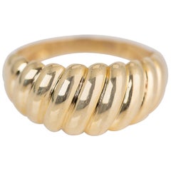 Croissant Ring, Dome Croissant Ring, 14K Gold Croissant Ring