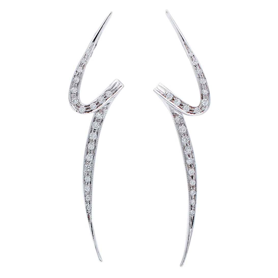 Boucles d'oreilles modernes en or blanc 18 carats et diamants en vente