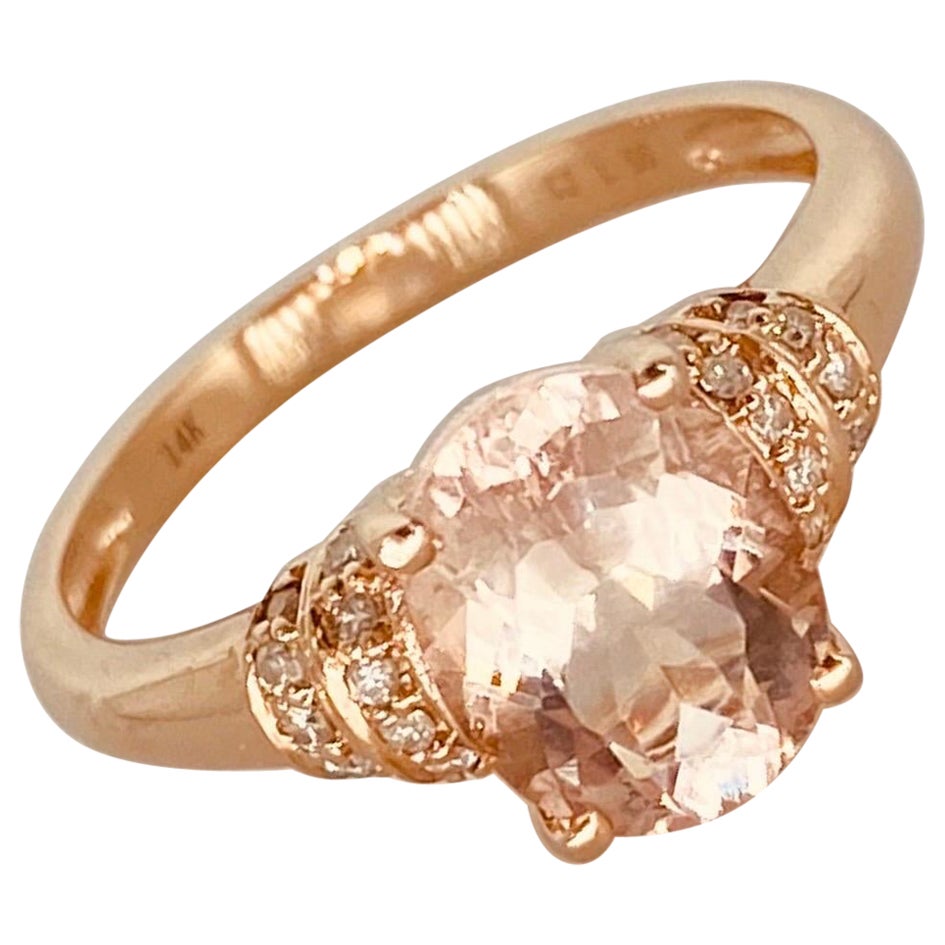 Bague de fiançailles de créateur en or rose 14 carats avec tourmaline de 1,86 carat et diamants