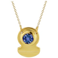 22KT Gold Vermeil Crescent Iolite Solitaire Necklace by Chee Lee Designs
