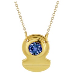 22KT Gold Vermeil Crescent Iolite Solitaire Necklace by Chee Lee Designs
