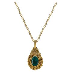 Granulated Emerald Gold Pendant