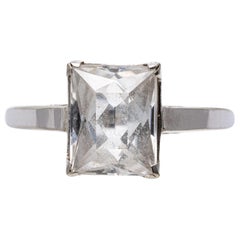 10k Gold Rectangular White Sapphire Solitaire Ring, App. 2.16 CTS