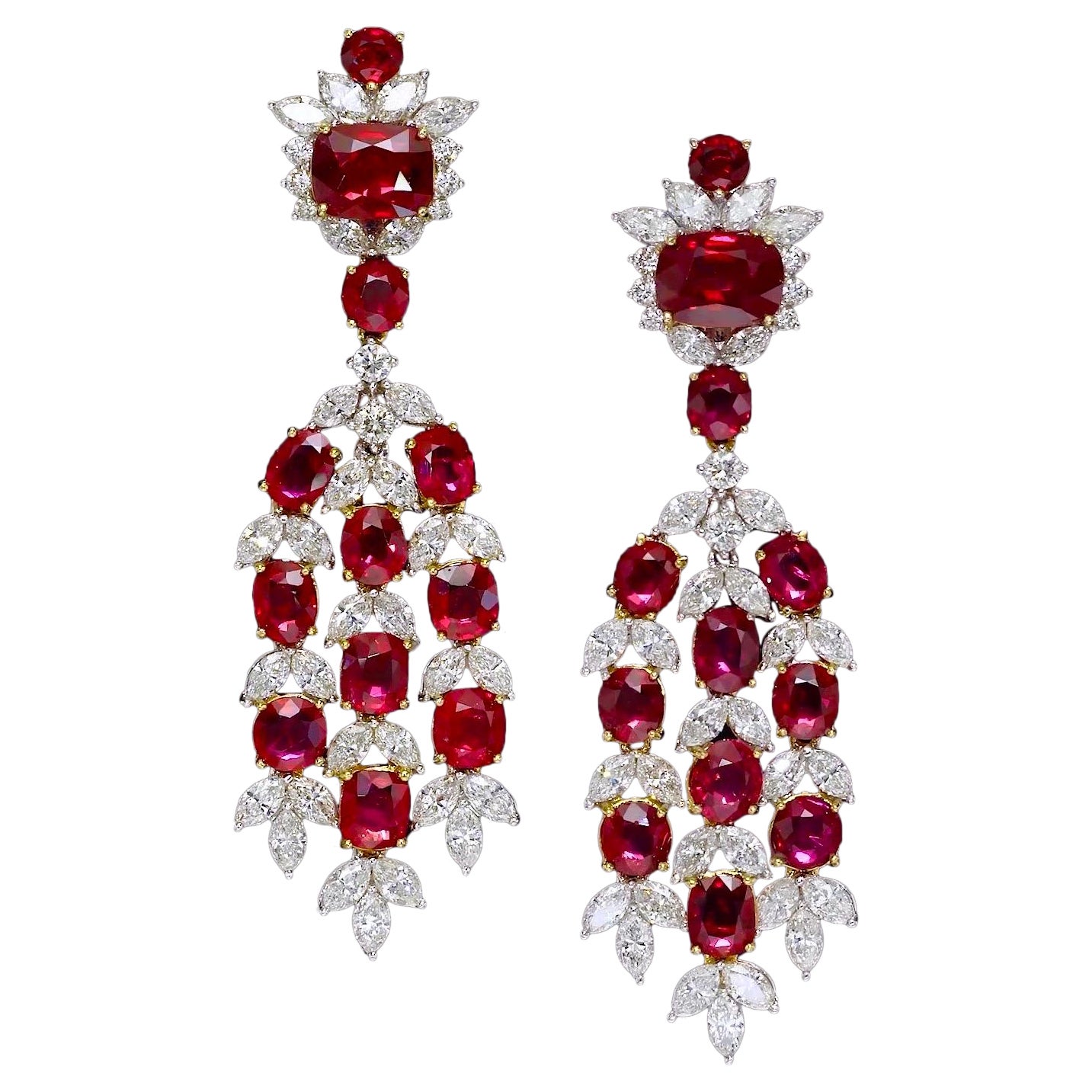 Emilio Jewelry Certified 23.00 Carat Burma No Heat Pigeons Blood Ruby Earrings 