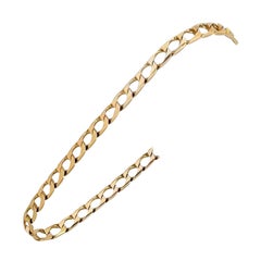 14 Karat Yellow Gold Hollow Men's Squared Curb Link Bracelet Italy
