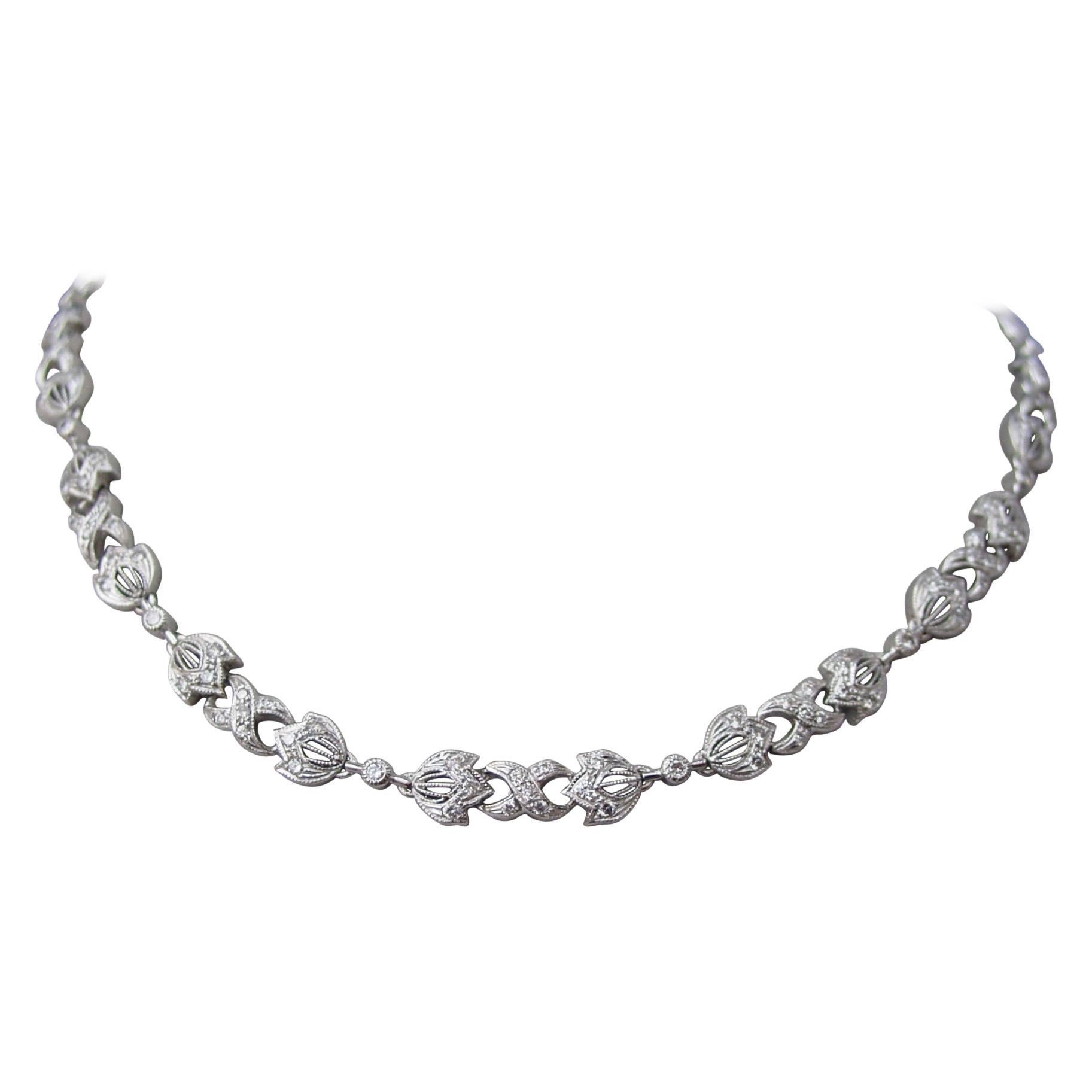 Diamond Platinum Necklace For Sale