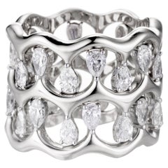 2.74 Carat Diamonds Pear Cut 18kt White Gold 3 Piece Rings Combination "Regina"