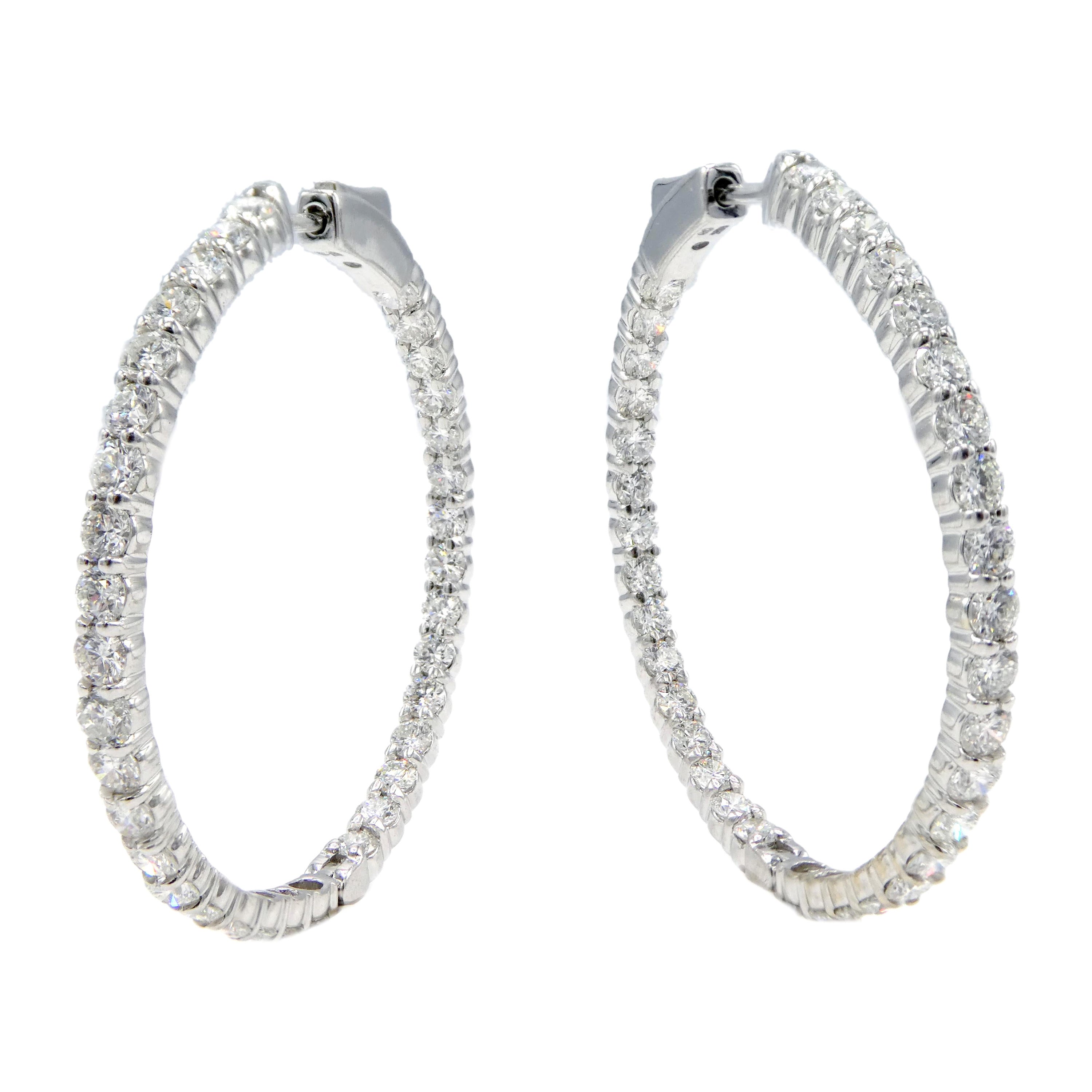 Large 10.70 Carat Diamond Pave Inside Outside 18 Karat Hoop Earrings ...