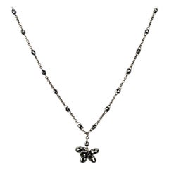 Alex Jona Briolette-Cut Black Diamond 18 Karat White Gold Link Chain Necklace