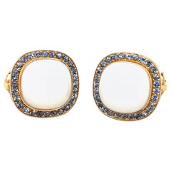 Zorab 18KT Rose Gold Earrings with 27.66Ct. White Opal & 1.88Ct. Blue Sapphire