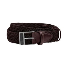 T-Buckle Belt in Brown Rayon Leather & Brushed Titanium Clasp, Size M