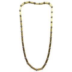 Two Color Gold Bezel Set Diamond Necklace 4