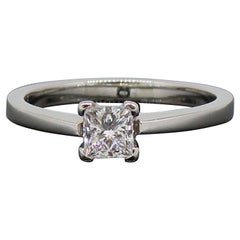 Certificated Platinum 0.52ct Princess Cut Diamond Solitaire Ring D VVS1