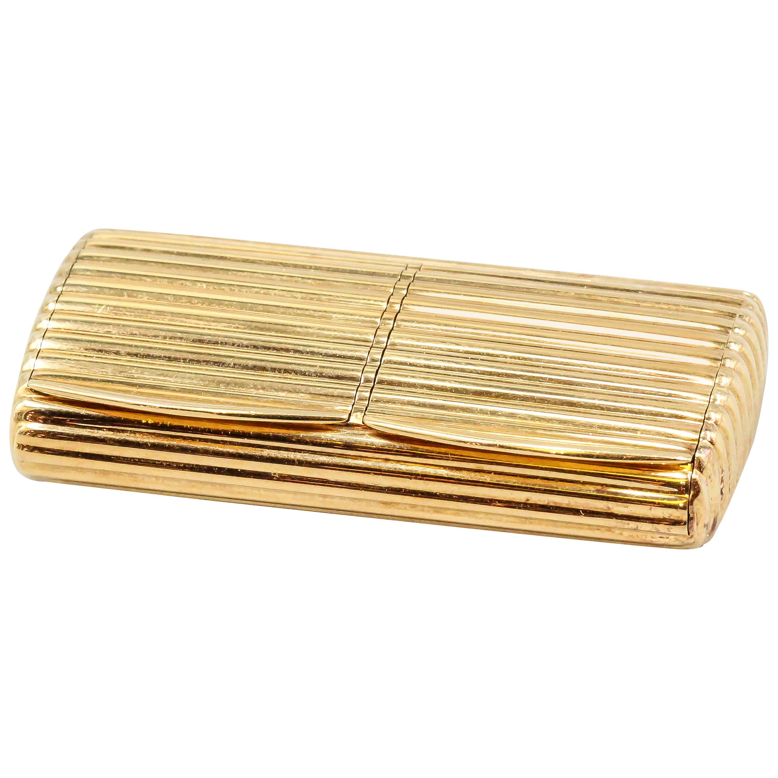 Boucheron Paris Gold Ribbed Double Compartment Pill Box