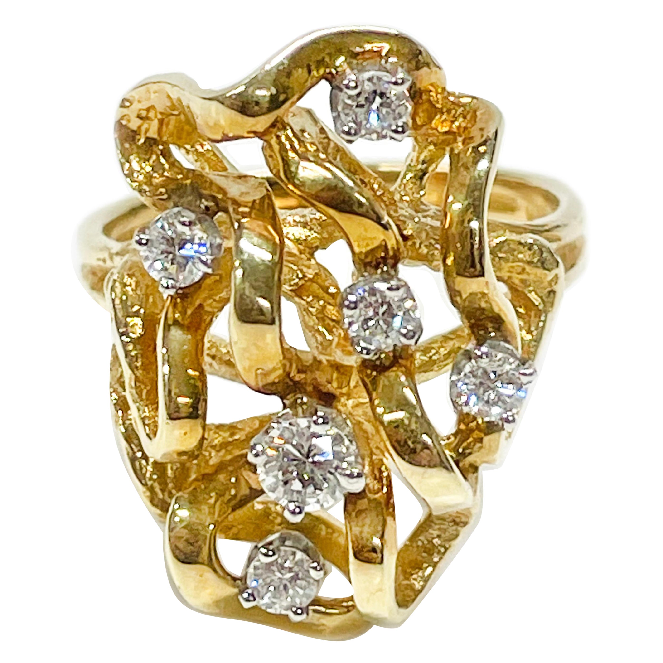 Yellow Gold Multi-Diamond Ring For Sale