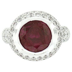 18k White Gold 8.0ctw GIA No Heat Purplish Pink Sapphire & Diamond Cocktail Ring