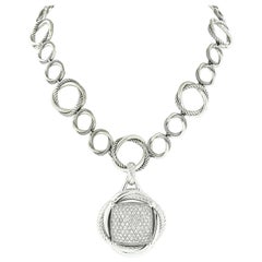 David Yurman Collier à pendentif en argent pavé de diamants avec grand pendentif « Crossover Infinity »