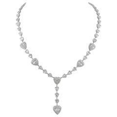 Alexander 7.44ct Baguette Diamond Heart Necklace Illusion Set 18k White Gold