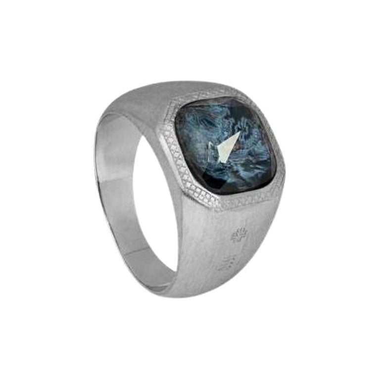 Petersite Signet Ring in Sterling Silver, Size L For Sale
