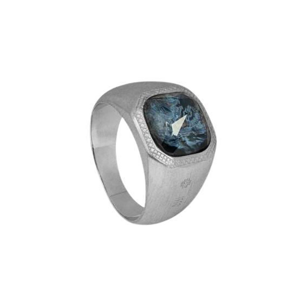 Petersite Signet Ring in Sterling Silver, Size XL For Sale
