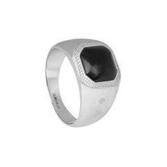 Bague sigillaire en argent sterling et onyx, taille M