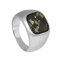 Slate Pyrite Signet Ring in Sterling Silver, Size L