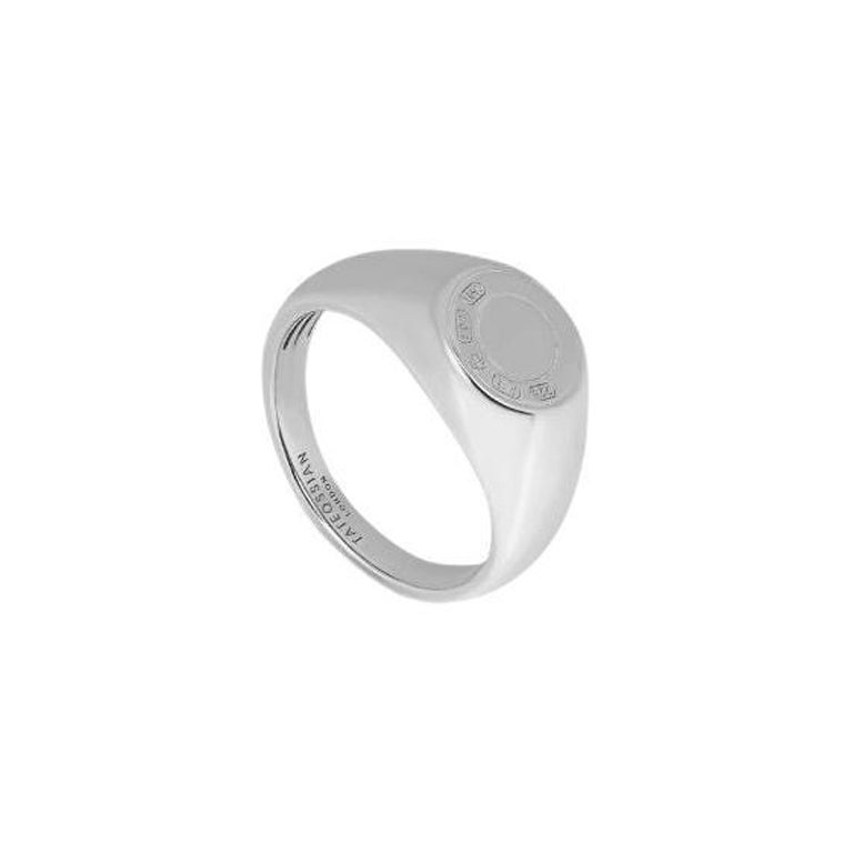 Signature Lock Ring in Rhodium Plated Silver, Size M For Sale