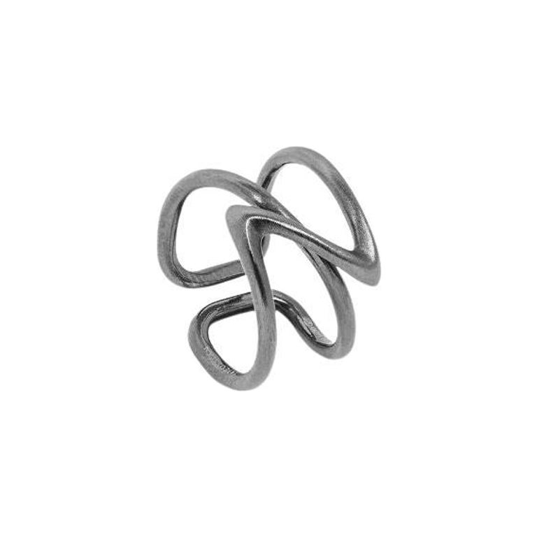 Apex-Ring aus gebürstetem schwarzem Ruthenium-Sterlingsilber, Größe M