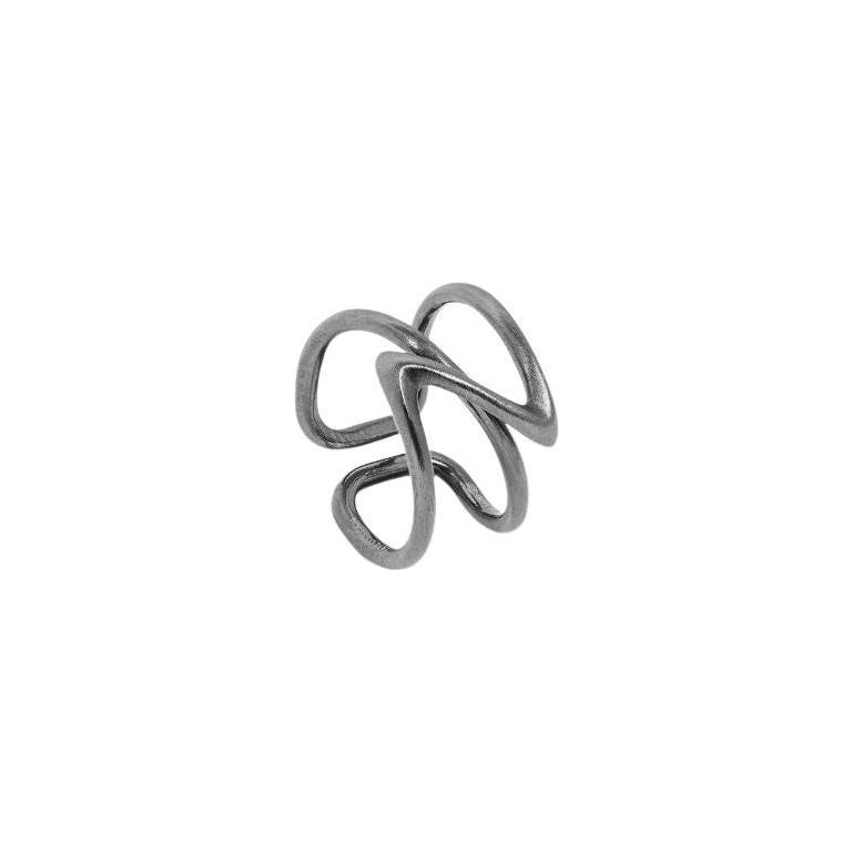 Apex-Ring aus gebürstetem schwarzem Ruthenium-Sterlingsilber, Größe L