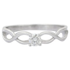 Minimal Diamond Solitaire Ring in 18k White Gold