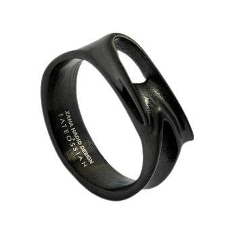 Black IP Stainless Steel Tyne Ring, Size L