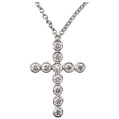 Vintage Tiffany & Co. Diamond Platinum Cross Pendant Chain