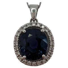 Pendentif halo en or blanc 18 carats avec spinelle à couleur changeante de 5,39 carats et diamants certifiés GIA