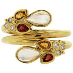 Temple St. Clair Moonstone Orange Sapphire Diamond Gold Ring 12