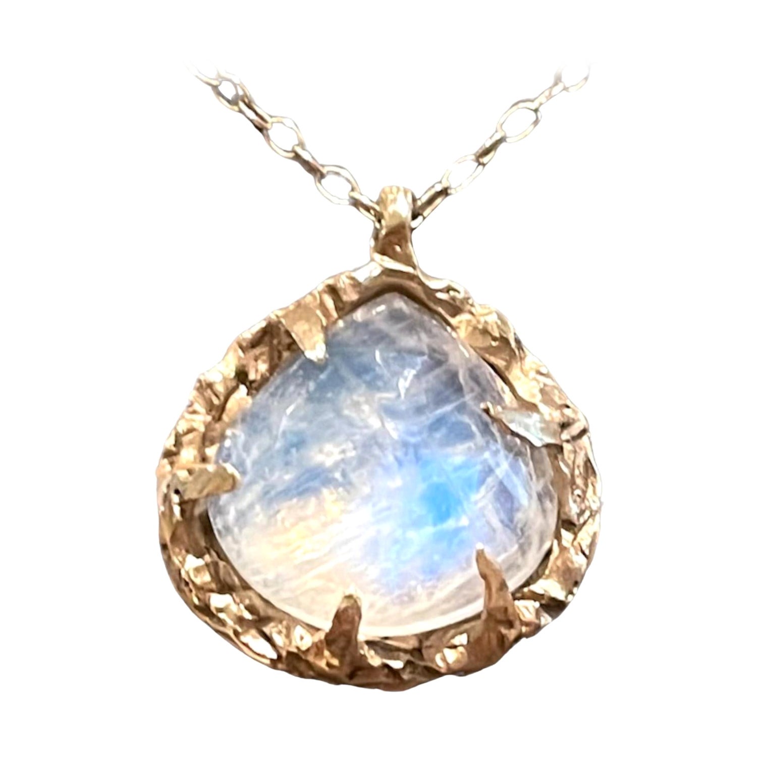 One of a Kind Moonstone Necklace in 14K Yellow Gold