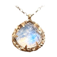 One of a Kind Moonstone Necklace in 14K Yellow Gold
