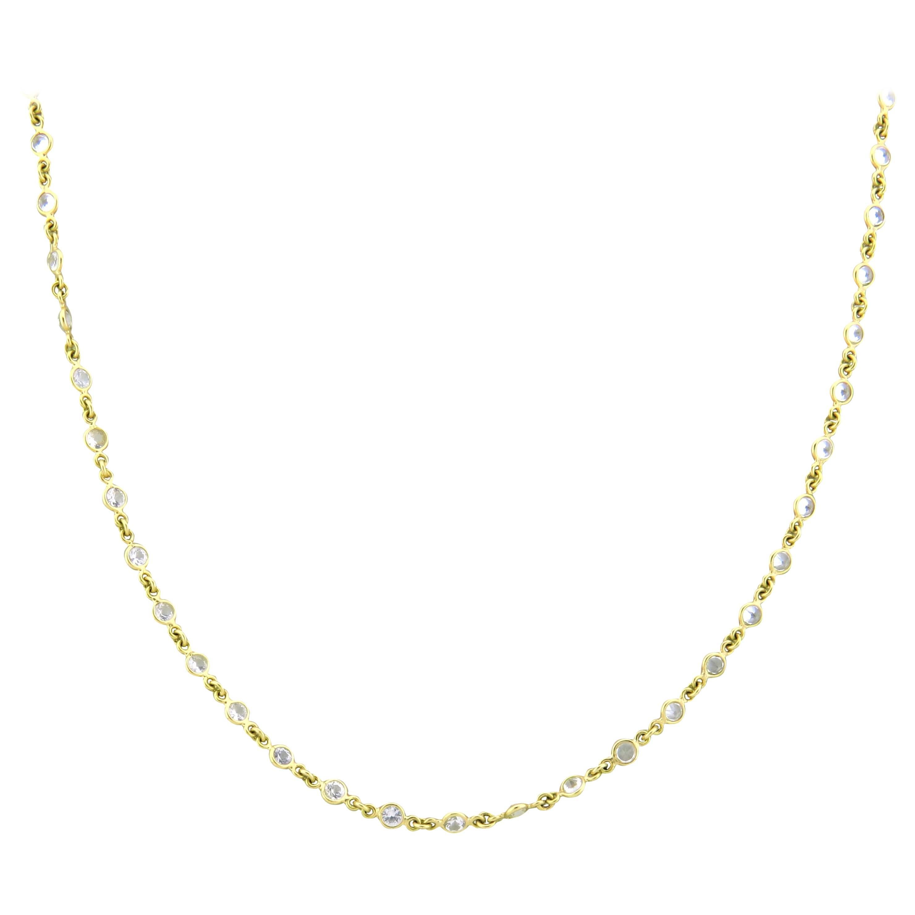 Temple St. Clair White Sapphire Gold Toggle Necklace 