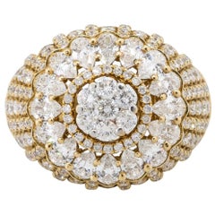 7 Carat Round & Pear Shape Diamond Pave Dome Ring 18 Karat in stock