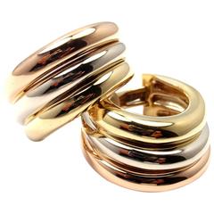 Cartier Large Trinity Tricolor Gold Hoop Earrings