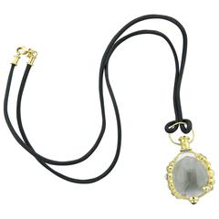 Temple St. Clair Large Gold Crystal Diamond Tanzanite Sapphire Amulet Necklace 7