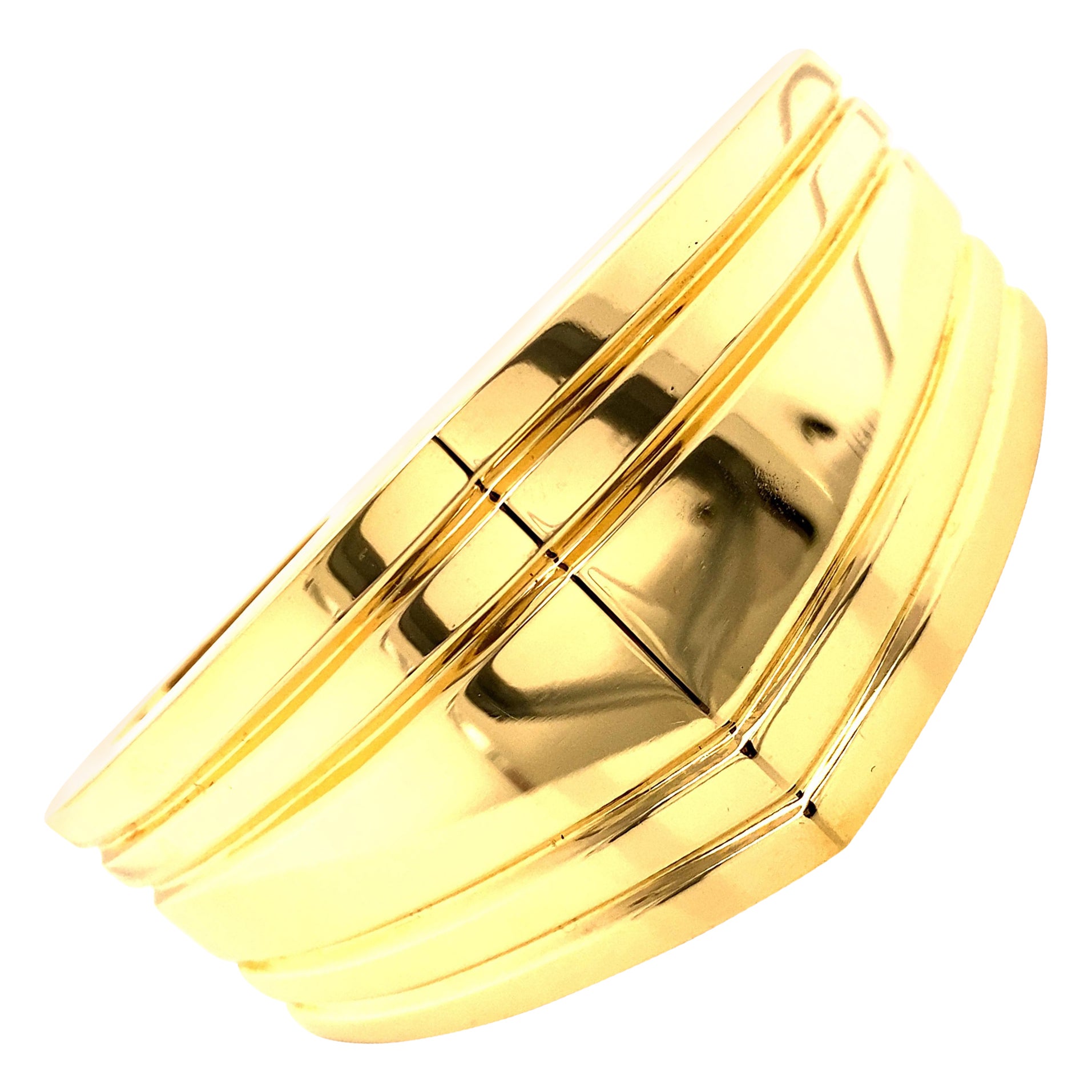 Vintage 1990’s 18k Yellow Gold Wide Angular Cuff Bangle For Sale
