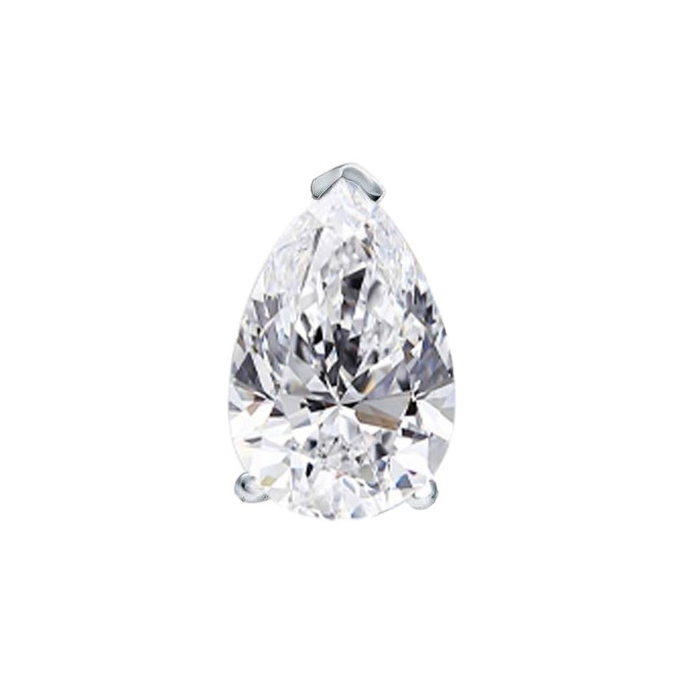 Beauvince Solitaire 1.00 Ct Pear Shape IVS2 GIA Diamond Pendant in White Gold For Sale