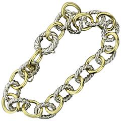 david yurman medium oval link bracelet David Yurman Sterling Silver Gold Medium Oval Link Bracelet
